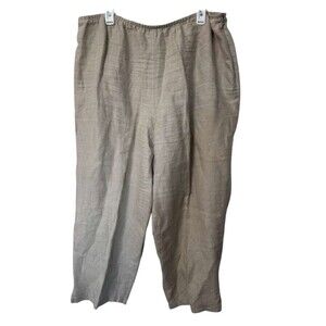 Eileen Fisher Linen Pull On Ankle Pants Women's Size 2X Undyed Casual Trousers